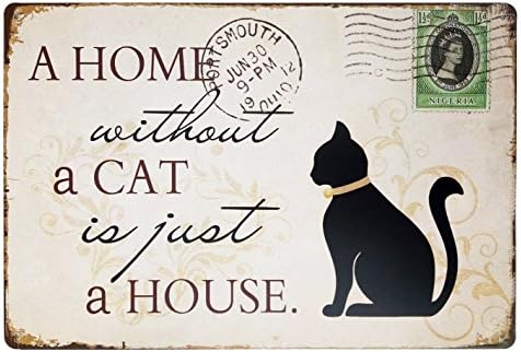 Lan Cat Retro Tin Sign Stamp Design,Vintage Metal Sign,Home Wall Decor Sign 12x8 Inches