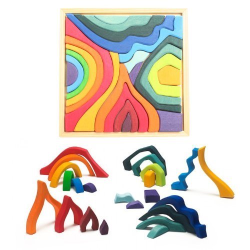 Grimm's Four Elements Building Set, Small (Wooden Blocks with Storage Tray)
