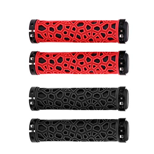 SM SunniMix 2Pairs Soft Bike Handlebar Grips Double Lock-on Bicycle Scooter Handle Grips Bar End for MTB, BMX, Mountain, Downhill, Folding Dirt Bikes