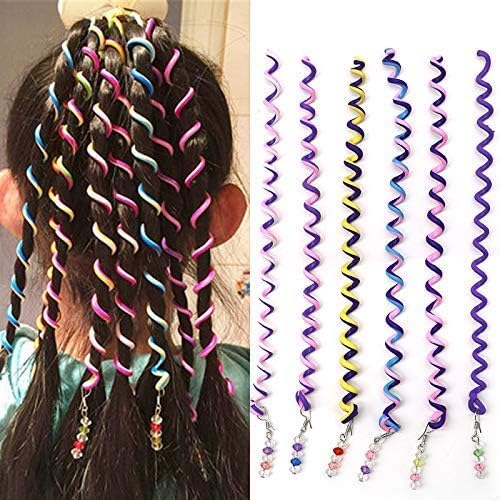 YUGAM 6Pcs Rainbow Color Hair Braiding Tools For Girls Spiral Hair Bands For Styling