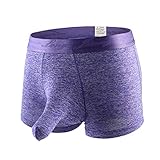 Gocheaper, Men's Soft Underwears Pouch Thongs G String Sexy Briefs Shorts Bikini Boys Pants (L, Purple #2)