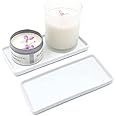 Floatant Ceramic Vanity Tray, Rectangle Bathroom White Tray, Marble Tray, Organizer for Soap, Jewelry, Perfume,Towel Holder for Counter, Bathroom, Kitchen, Sink, Restroom Decoration (Small) (2 Pack)