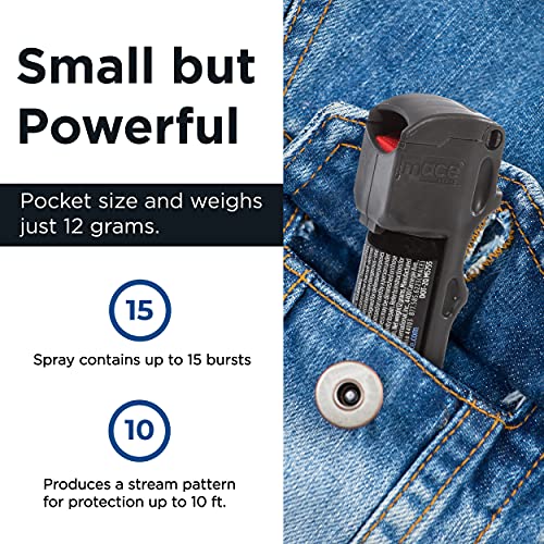 Mace Brand Triple Action Pocket Pepper Spray (Black) 10’ Powerful