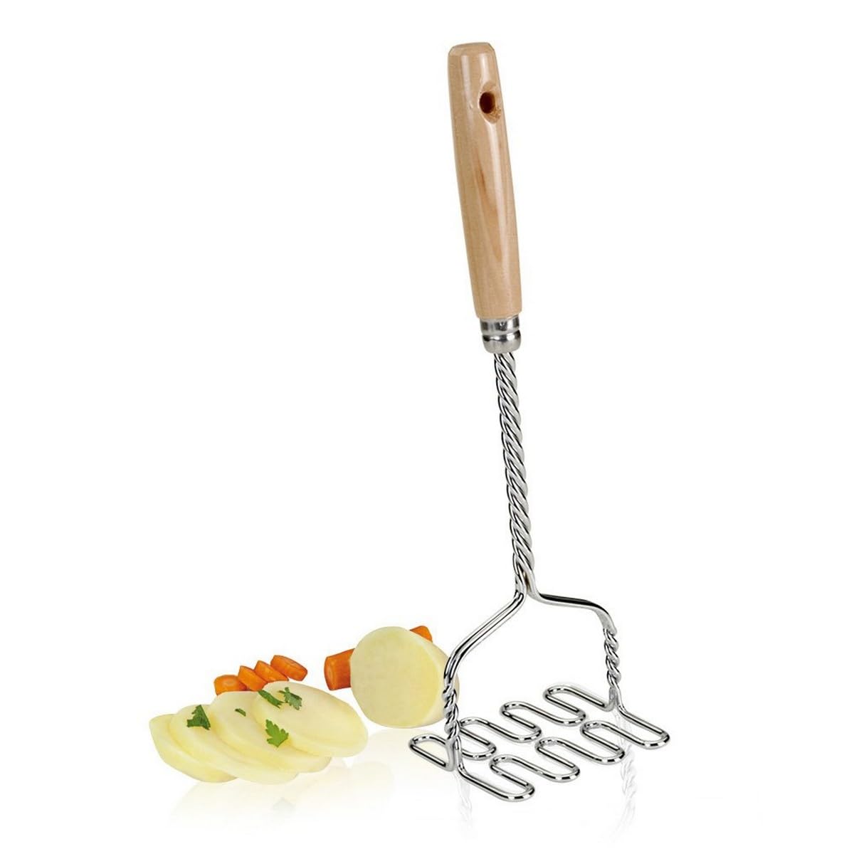 Metaltex Masher with Wooden Handle, Multi-Colour