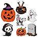 Unomor Halloween Yard Decorations Outdoor Skeleton Ghost and Pumpkin Yard Stake Signs Set, 7 Pack