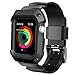 UMTELE Compatible with Apple Watch Case with Band 38mm, Rugged Protective Case with Sport Bands Replacement for Apple Watch Series 3/2/1 38mm Black