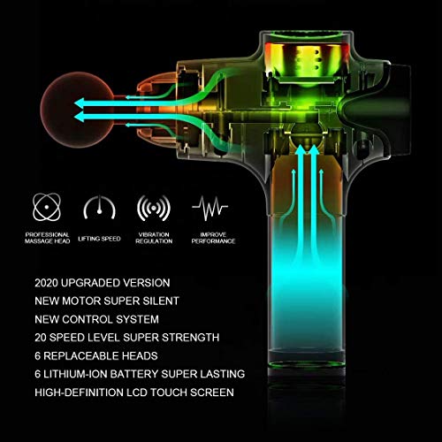 Massage Gun Deep Tissue Percussion Muscle Massager for Pain Relief, Handheld Electric Body Massager Sports Drill Portable Super Quiet Brushless Motor,20 Adjustable Speed (Black) - Thumbnail 5