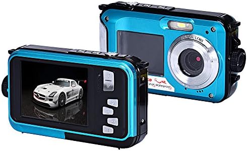 Camera,EEDI Original Fashion Double Screen Waterproof Camera 24MP 16x Digital Zoom Dive Camera-Blue