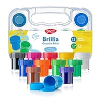 DACO Kids Paint Set Brillia, Kids Art Set Includes 12 Bright Colors Gouache Paint 0.7 fl.oz (20ml), with Travel and Storage Box, Washable Paint for Kids, Beginners, School Paint Supplies, Finger Paint