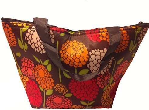Retro Flower Design Waterproof Picnic Lunch Bag Case Tote Reusable Bags Insulated Cooler Travel Zipper Organizer Box(color May Vary)