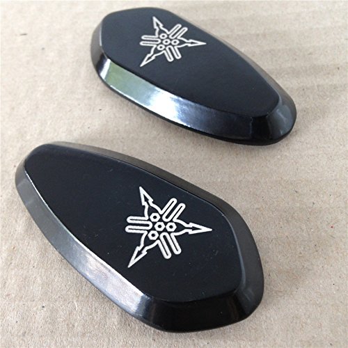 HTT Motorcycle Mirror Block Off Base Plates For 2000-2008 Yamaha R1 Yzf-R1 Yzfr1 "" Engraved Black
