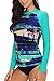 CharmLeaks Womens rash guard swim shirts rashguard swim shirt rash guard swim Large,Green