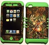 Camo Deer on Lime Silicone Skin for Apple ipod Touch iTouch 4G 4 Hybrid 2 in 1 Rubber Cover Hard Case