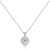 Desnuage Silver Heart Necklace for Women Diamond Pendant Necklace Love Birthstone Necklaces for Women Trendy