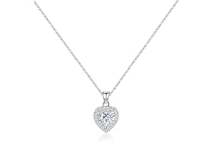 Silver Heart Necklace 925 Silver Necklace for Women Diamond Pendant Necklace Small Heart Birthstone Necklace Necklaces for Wo