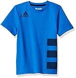 adidas Big Boys' Short Sleeve Graphic Tee Shirt, Medium Blue, L