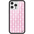 Wildflower Cases - Pink Gingham Hearts, Compatible with Apple iPhone 16 Pro Max | Plaid, Checkered, Unique, Cute, Trendy - Protective Black Bumper, 4ft Drop Test Certified, Women Owned Small Business
