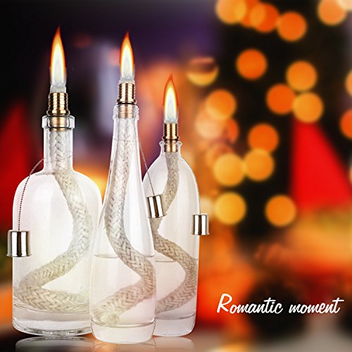 OEXEO Wine Bottle Tiki Wicks,Oil Lamps,Tabletop Torch,Patio Torch,Table Top Torch Lantern Kit for Spring Summer Nights/Outdoors (3 Pack)