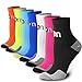 QUXIANG Compression Socks for Women & Men Circulation 3/6/7 Pairs Arch Ankle Support 15-20 mmHg Best for Running Cycling (Multi 04, S/M)