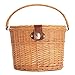KINGSO Wicker Front Handlebar Bike Basket Bicycle Front Box with Lid and Handle