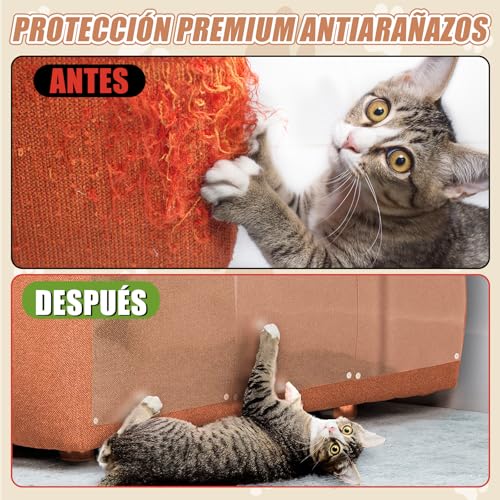 Cat Sofa Scratch Protector, 20 cm x 3 m – Sofa Protector for Cats Scratches, Sofa Protector for Cats, Dog Scratches Door Protector with 10 Nails and Scraper, Transparent Film Self-adhesive