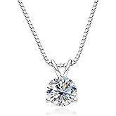 AnuClub Moissanite Pendant Necklace 1CT D Color VVS1 Round Cut 925 Sterling Silver Necklace for Women with Certificate
