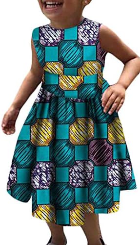 Generic Little Girl Summer Sleeveless African Print Dress 9 4T
