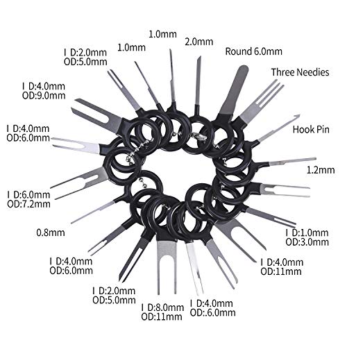 BingSnow 46 Pcs Auto Terminals Removal Key Tool Pins Terminals Removal Tools Set Terminal Pin Extractor Puller Repair Remover Key Tools for Car Auto Wire Connector - Thumbnail 4