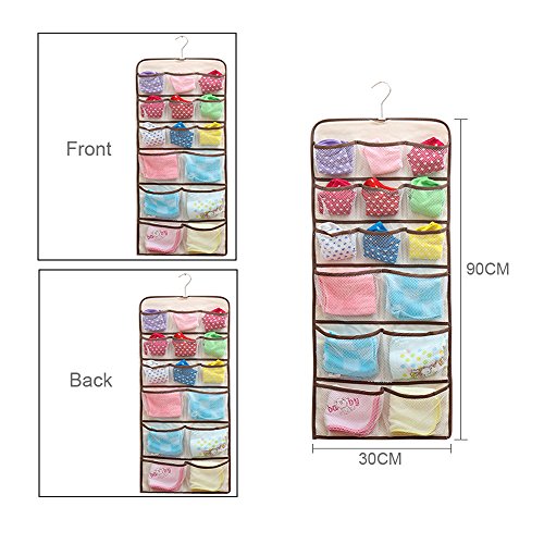 Daygos Hanging Closet Dual-Sided Organizers-30 Pockets-Canvas Storage Bag for Stockings&Socks&Underwear&Jewelry Organization