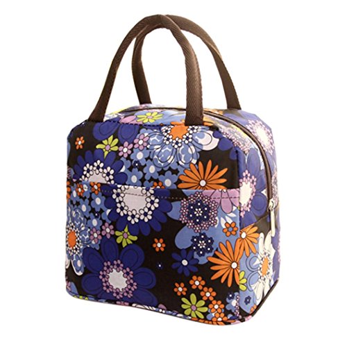 Lunch Handbag Among Thermal Insulated Tote Picnic Cool Canvas Bag Cooler Pouch Waterproof Zipper Boxes (Purple) - Thumbnail 4