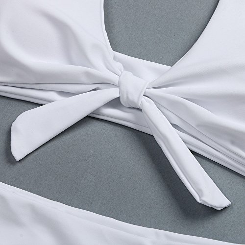 Women Bikini Swimwear,Teen Girls Cheeky Padded Push Up Bikini Set Two Piece Swimsuits Bathing Suits Tankini Monokini White - Thumbnail 3