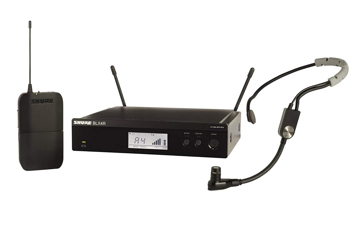 Shure BLX14R/SM35 Wireless Microphone System - 14-Hour Battery Life, 300 ft Range, UHF | SM35 Headset Mic, Single Channel Rack Mount Receiver | H11 Band (BLX14R/SM35-H11)