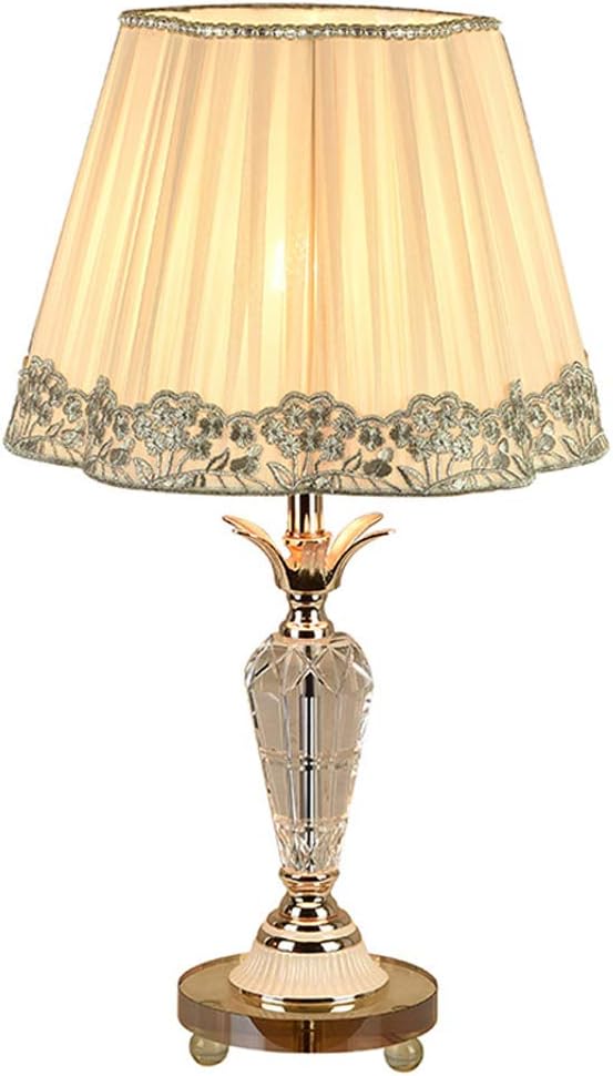 HLQW K9 Crystal Yellow Table Lamp Bedside Light Bedroom Warm Modern