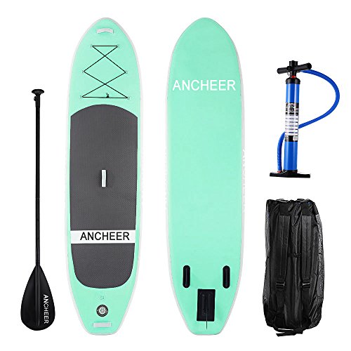 ANCHEER Inflatable Stand Up Paddle Board 10', iSUP Package w/Adjustable Paddle, Leash, Pump Backpack (AS10_Blue_10' x 30'' x 6''_0.9mm Single Layer PVC)