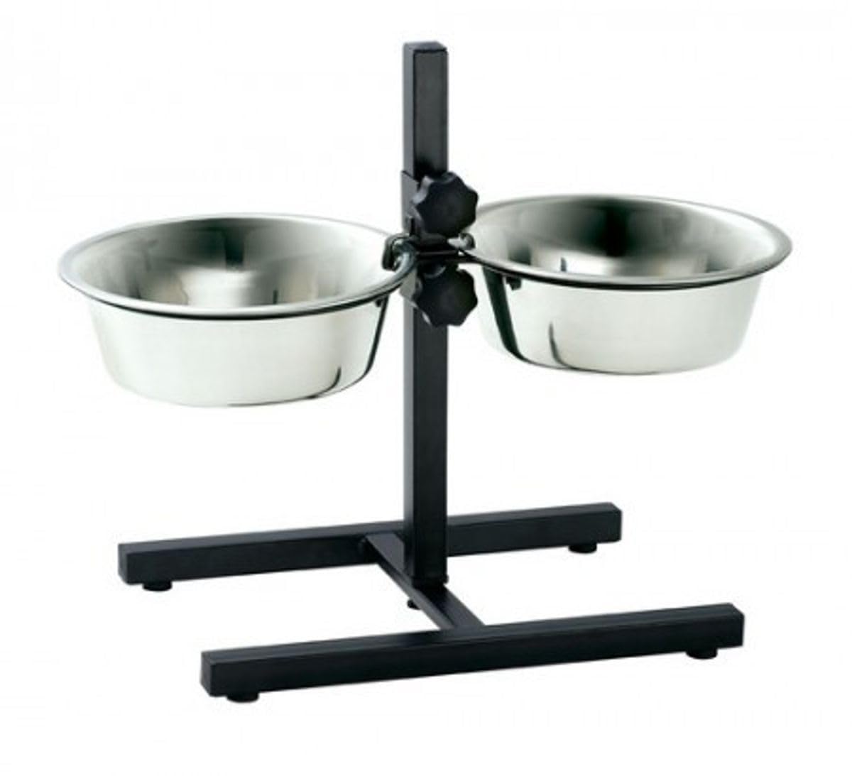 HUNTER Basic Dog Bar with 2 Feeding Bowls, 2.7 Litre, Medium, Silver