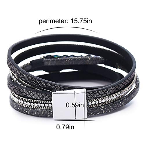 2 17mile+Multi+Layer+Leather+Bracelet+Magnetic