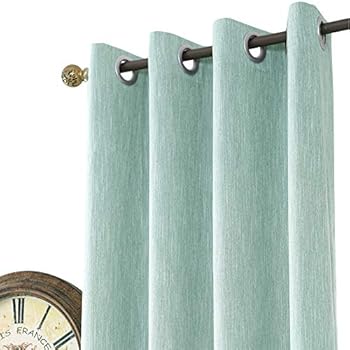 Melodieux Elegant Cotton Window Blackout Curtains Thermal Insulated Grommet Top (1 Panel, 52 by 84 Inch, Blue)