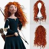 Blue Bird Long Curly Orange Merida Wig Brave