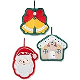 YiLUOMO Hand Towel Set of 3 Kitchen and Bathroom Super Absorbent Soft Hanging Towel Cute Decorative Embroidered Winter Holiday Design Dish Towels 10 X 6 Inch