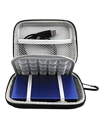 Lacdo EVA funda de viaje a prueba de golpes para disco duro externo portable de 2.5 pulgadas, GPS, cámara y batería externa, Negro