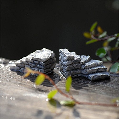 COOLTOP 2pcs (2 styles) Miniature Stairs Gardening Fairy Garden Miniature Accessories Micro Landscape Decor
