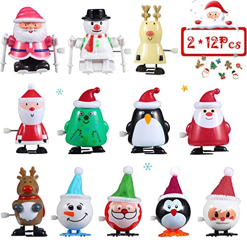 ThinkMax 24 Pack Christmas Wind Up Toys, Colorful Assorted Toys for Kids Christmas Party Favor Goody Bag Filler