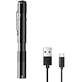 ELFGO Rechargeable Pen Light, Zoomable Led Penlight Inspector Flashlight Pocket Flashlight with Clip Small Mini Handheld Slim Flashlight 360 Lumens LED for Nurse Medical Repair Engineer Doctor
