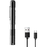 ELFGO Rechargeable Pen Light, Zoomable Led Pocket Penlight Inspector Light | 360 Lumens Flashlight with Clip Small Mini Handheld Slim Flashlight LED for Nurse Medical Repair Engineer Doctor