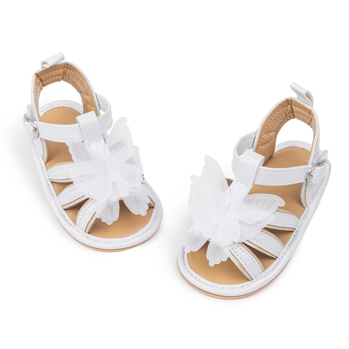 Photo 1 of Meckior Baby Toddler Infant Girls PU Leather Soft Open Toe Summer Sandals Flower Princess Flat Shoes