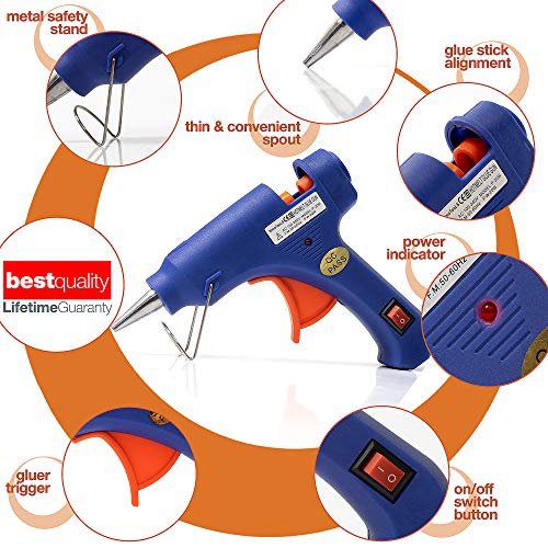 MYFOXI Hot Glue Gun Kit with 25 Refill Sticks - 20W High Temp Gluing Pen for Crafts, Jewelry Making, Wood Art, Fabric - Small Mini Glue Gun Safe for Kids - On Off Safety Switch, Stand, No Drip Tip