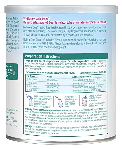 Baby's Only Organic Non-GMO Dairy Toddler Formula, 12.7 oz (Pack of 6)