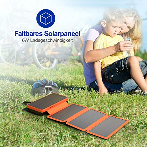 IEsafy 26800mAh Solar Powerbank mit 4 Solar Paneel große Kapazität Solar Ladegerät, geeignet für iPhone, Samsung, iPad, Huawei