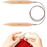Yarniss Jumbo Circular Knitting Needles with Cable 39”, Beech Wood Round Knitting Needle 25.0mm