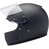 Biltwell Gringo SV ECE R22.06 Motorcycle Helmet - Flat Black Large - Classic Full Face with Shield and Vents